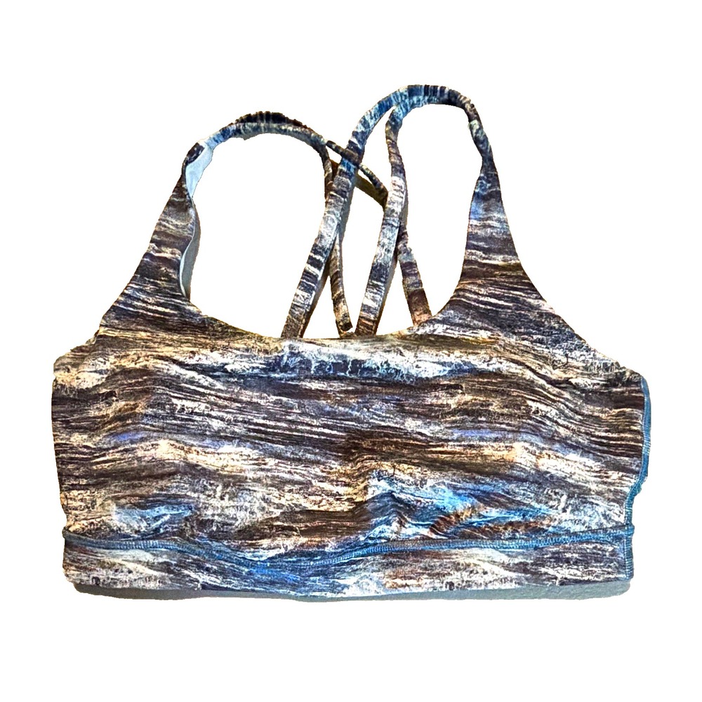 Lululemon Women's Size 10 Energy Sports Bra Blue Abstract Pattern Athletic